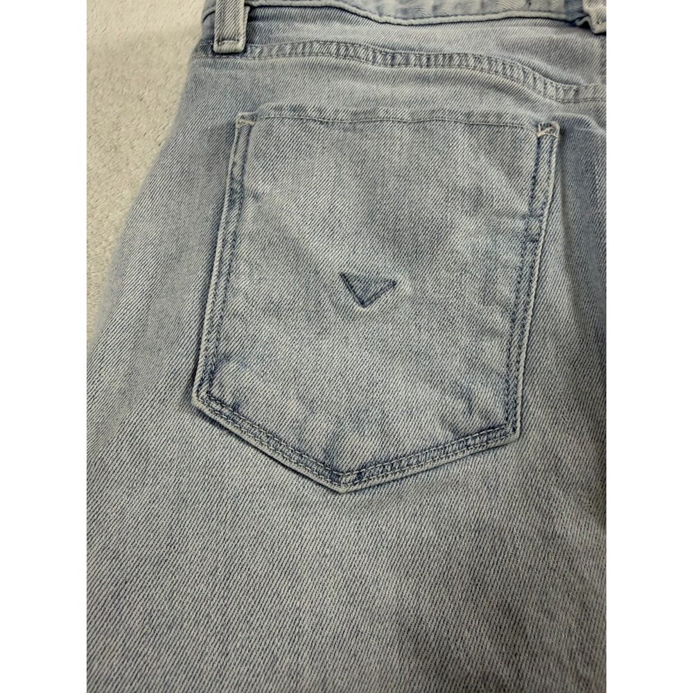 Hudson Lulu Mini Denim Skirt Womens 28 Light Blue Back Slit Raw Hem 5-Pocket - Picture 6 of 12